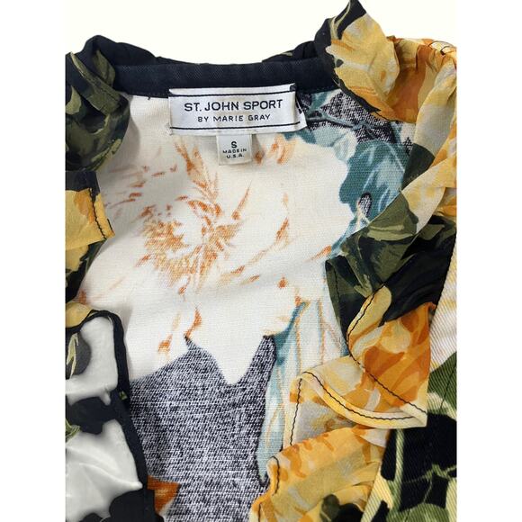 St. John Sport by Marie Gray Marigold Floral Shoulder Pad Ruffle Blazer Jacket - Picture 4 of 4